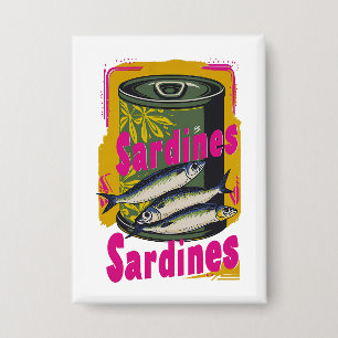 Retro-Sardinenbüchsen-Illustration mit kräftigen F Button