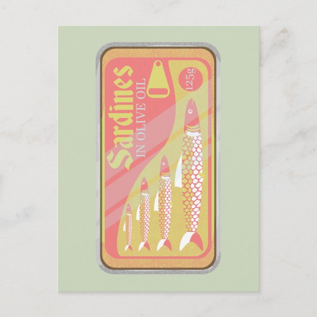 Retro Sardines Poster Postkarte (Vorderseite)