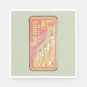 Retro Sardines Poster Serviette
