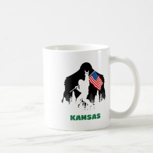 Retro Sasquatch Kansas USA-Flagge Bigfoot Wandern Kaffeetasse