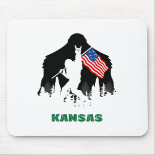Retro Sasquatch Kansas USA-Flagge Bigfoot Wandern Mousepad