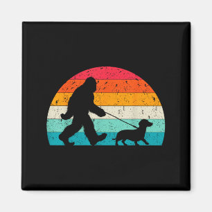 Retro Sasquatch Liebhaber Doxie Wiener Hund Spazie Magnet
