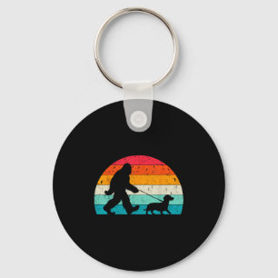 Retro Sasquatch Liebhaber Doxie Wiener Hund Spazie Schlüsselanhänger