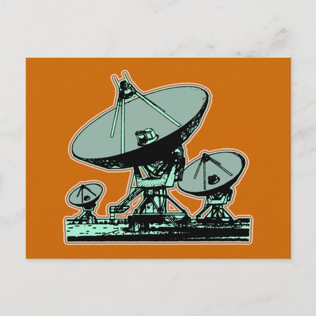 Retro Satellite Dish Graphic Postkarte (Vorderseite)