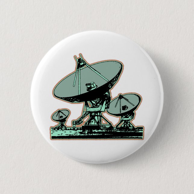 Retro-Satellitenschüssel-Grafik Button (Vorderseite)