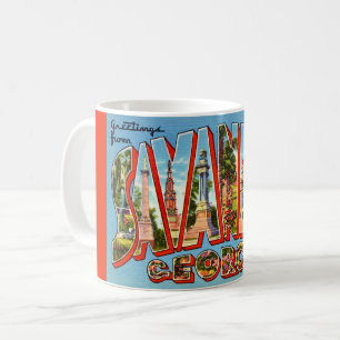 Retro-Savannah Georgia Postkarte Kaffeetasse