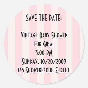 Retro Save the Date! Aufkleber für rosa Streifen