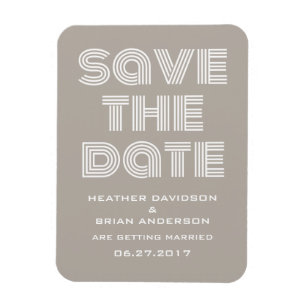 Retro Save the Date Magnet, Beige Magnet