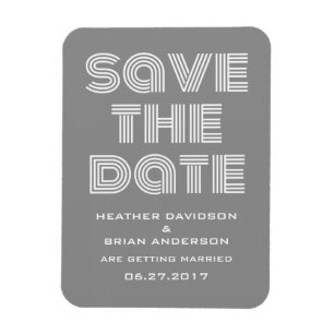 Retro Save the Date Magnet, grau Magnet