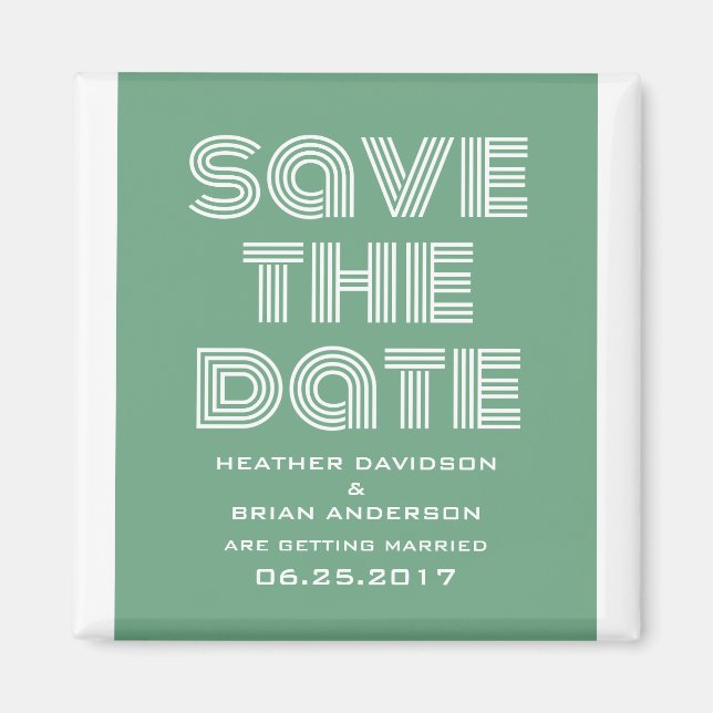 Retro Save the Date Magnet, grün Magnet (Vorne)