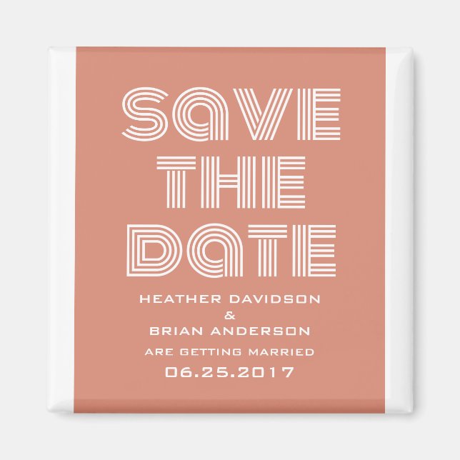 Retro Save the Date Magnet, Orange Magnet (Vorne)