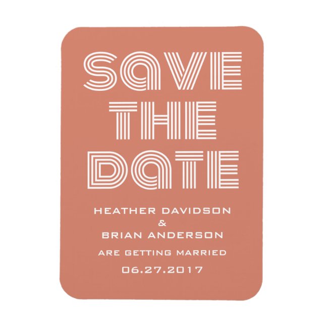 Retro Save the Date Magnet, Orange Magnet (Vertikal)