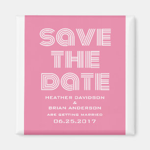 Retro Save the Date Magnet, Pink Magnet