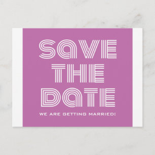 Retro Save the Date Postkarte, Fuchsia Ankündigungspostkarte