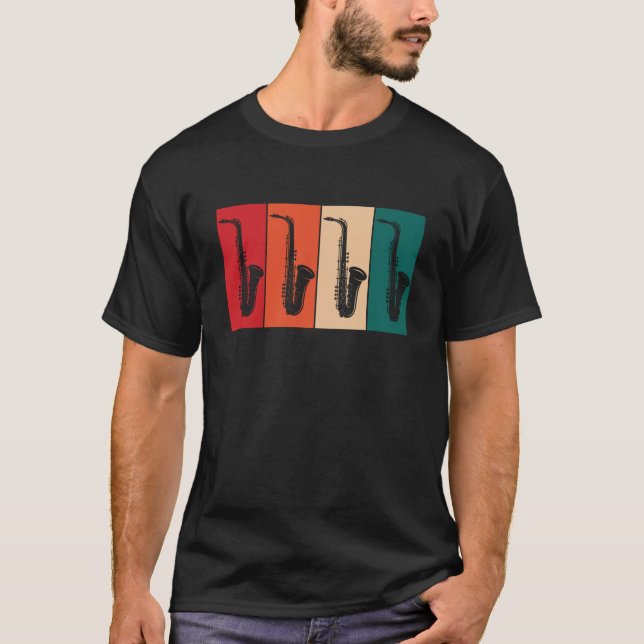 Retro Saxophone Notenblatt Alto Saxophon Reed T-Shirt (Vorderseite)