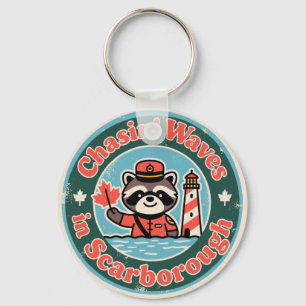 Retro Scarborough Waschbär Wellen Schlüsselanhänger