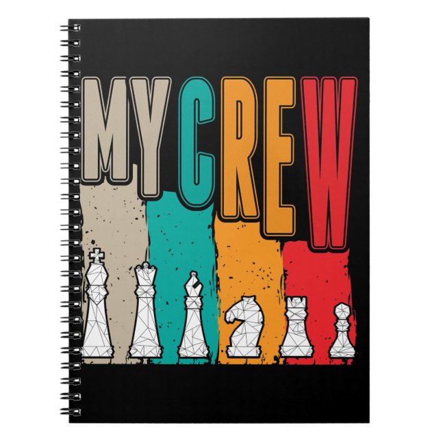 Retro Schach Pieces Cooles Brettspiel Crew Notizblock (Vorderseite)