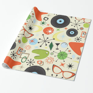 Retro Schachbrett 50's 50's Thema Geburtstagsparty Geschenkpapier