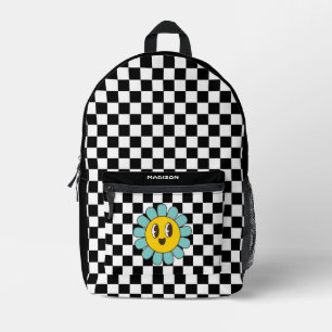 Retro-Schachbrett-Daisy Bedruckter Rucksack