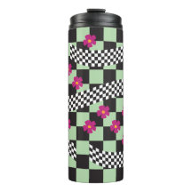 Retro-Schachbrett-Design mit Blumen