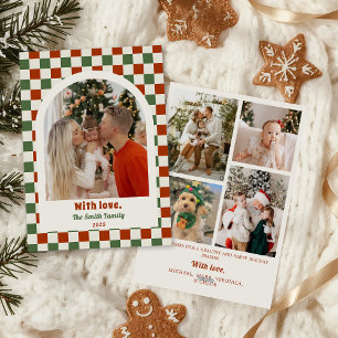 Retro-Schachbrett-Familienfoto-Bogen Weihnachten