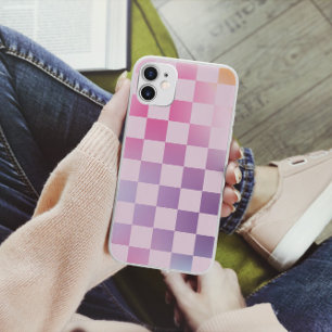 Retro-Schachbrett-Schachbrettmuster Lila Verlauf M Case-Mate iPhone 14 Hülle