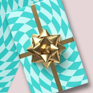 Retro-Schachbrett wirbelnde aqua-blaue Schachbrett Geschenkpapier Set
