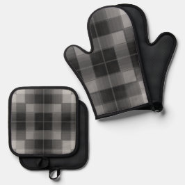 Retro-Schachbretter Ofenhandschuh & Topflappen-Set