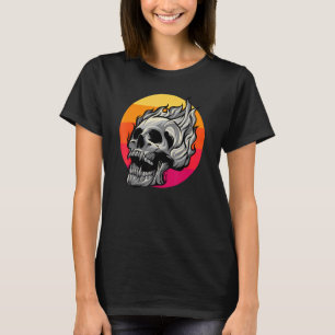 Retro-Schädel mit Flammen Phantastische Vintage Fl T-Shirt