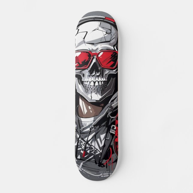 Retro-Schädel Skateboard (Vorderseite)