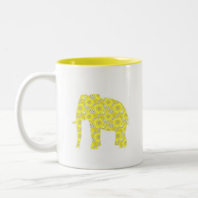 Retro Schale des Elefanten Zweifarbige Tasse (Links)