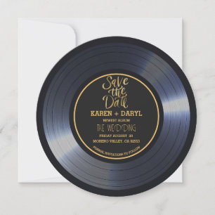 Retro-Schallplatte Schwarze Hochzeit Save the Date Einladung