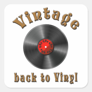 Retro Schallplatte, Vinyl, Vintage, Oldie Runder  Quadratischer Aufkleber