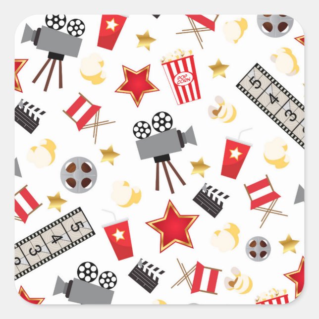 Retro Schauspiel Movies Theater/Theater Quadratischer Aufkleber (Vorderseite)