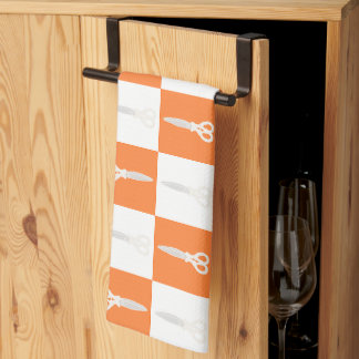 Retro-Schere Orange Karomuster Geschirrtuch