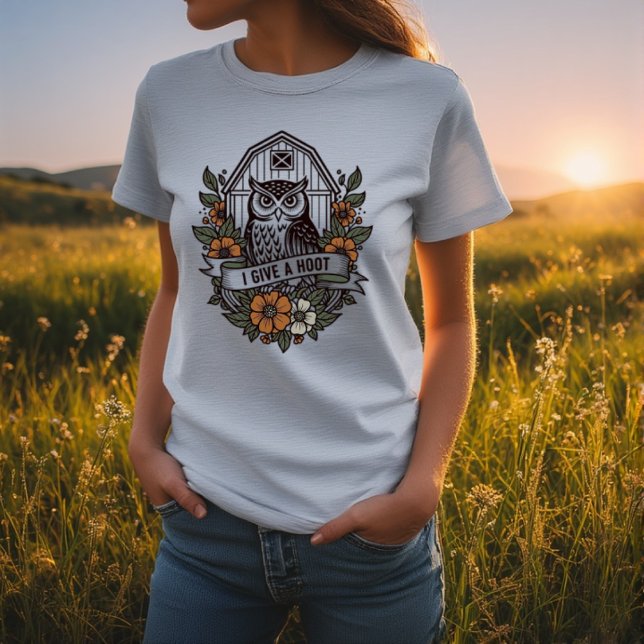 Retro-Scheune Uhu 'I gib a hoot' Design T-Shirt (Retro barn owl 'I give a hoot' design T-Shirt
A wise old barn owl who gives a hoot from the heart an)