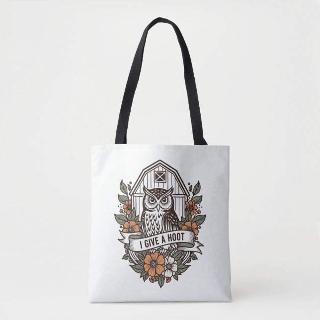 Retro-Scheune Uhu 'I gib a hoot' Design Tasche (Vorderseite)