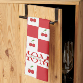 Retro Schick Rot Gingham Personalisierter Name Geschirrtuch