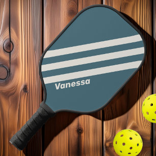 Retro Schiefergrau drei Streifen mit Namen Pickleball Schläger