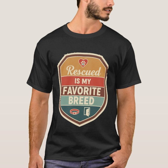 Retro Schild gerettet ist mein Lieblingshundepuffe T-Shirt (Vorderseite)