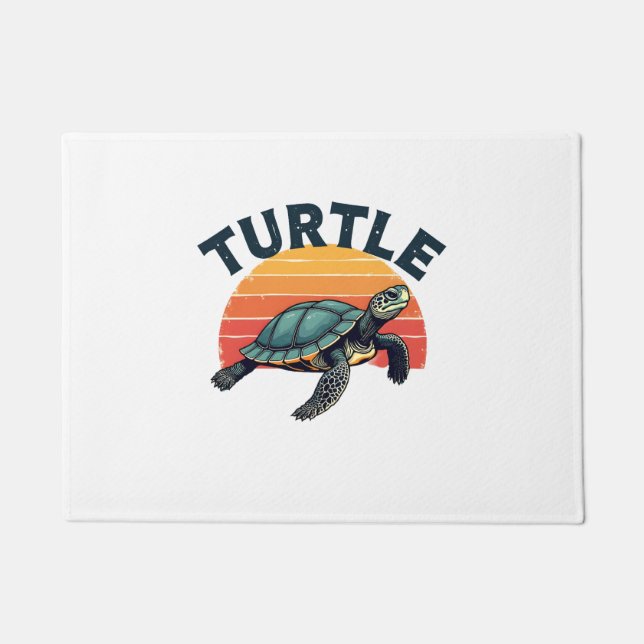 Retro-Schildkröten-T-Shirt Fußmatte (Vorderseite)