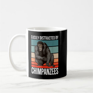 Retro-Schimpansen-Zitat-Ape leicht ablenkbar durch Kaffeetasse