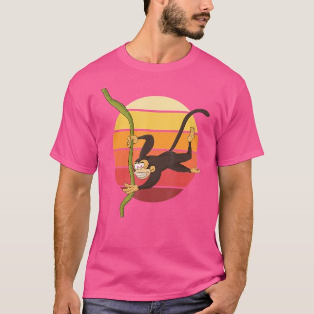Retro Schimpanze Tieraffe T-Shirt (Vorderseite)