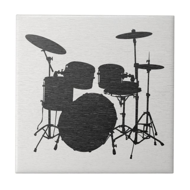 Retro-Schlagzeug-Set Silhouette Keramikfliese (Vorderseite)