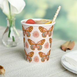 Retro-Schmetterlingmuster im Sommer Papier-Cups Pappbecher