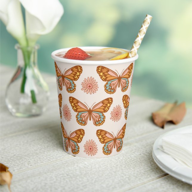 Retro-Schmetterlingmuster im Sommer Papier-Cups Pappbecher (In Situ)