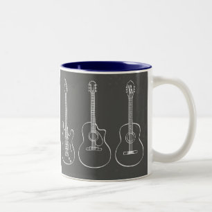 Retro Schmutzmusik des Gitarrentrios Zweifarbige Tasse