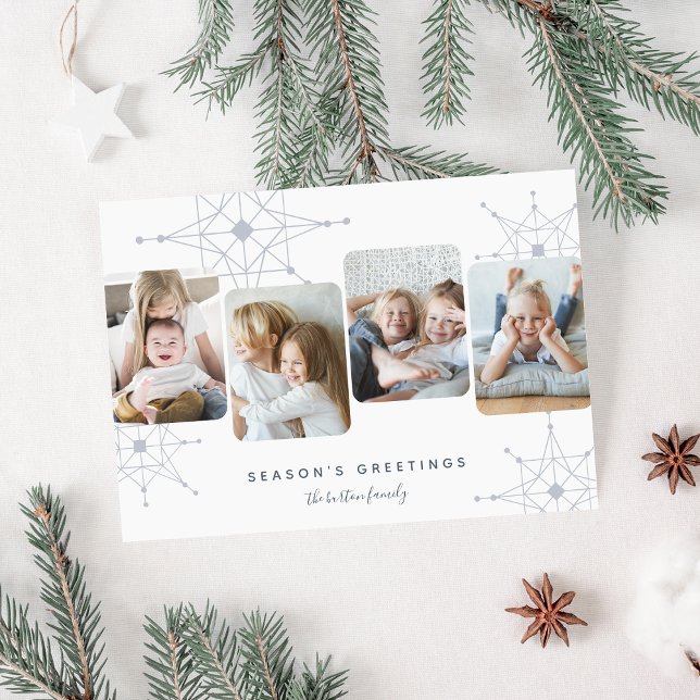 Retro-Schnee | 4 FotoCollage Feiertagskarte (Von Creator hochgeladen)