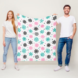 Retro-Schneeflocken Fleecedecke