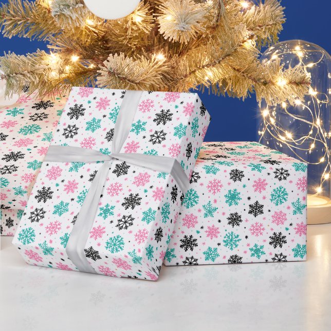 Retro-Schneeflocken Geschenkpapier (Feiertage)
